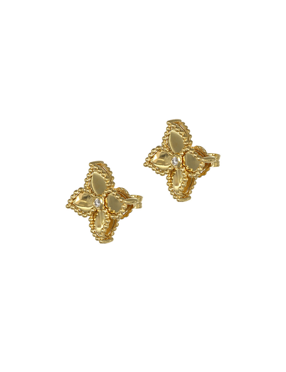 Joyería - Pendientes de Flor en Oro Amarillo de 18k con Diamante- Lisa Colpo | Italian Jewelry Boutique
