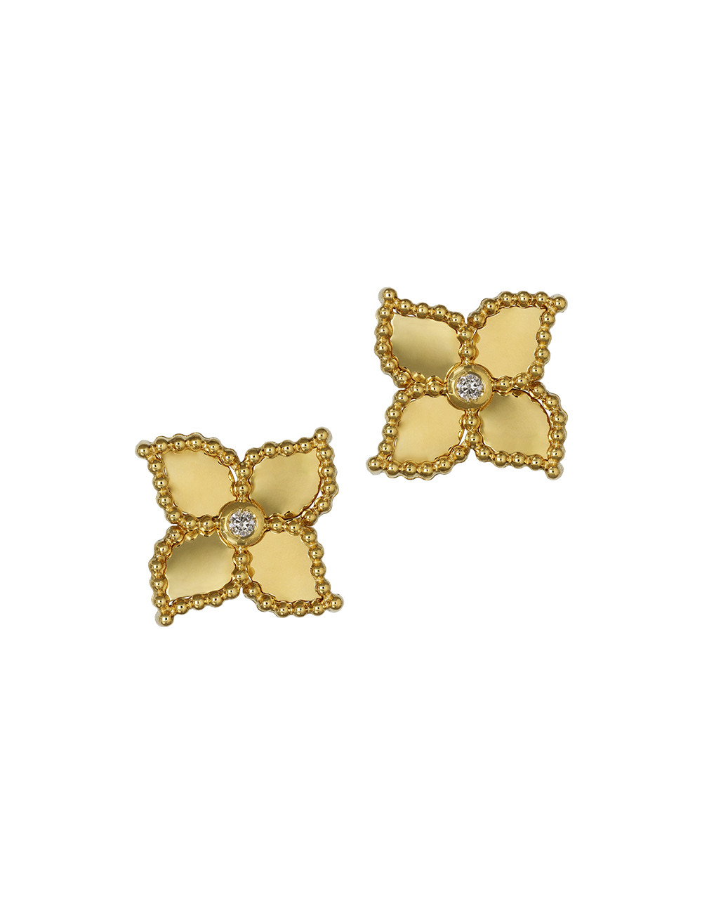Joyería - Pendientes de Flor en Oro Amarillo de 18k con Diamante- Lisa Colpo | Italian Jewelry Boutique