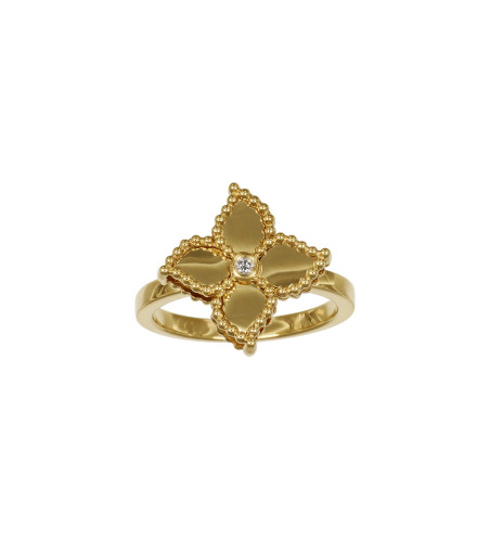 18k Yellow Gold Flower and Diamond Ring