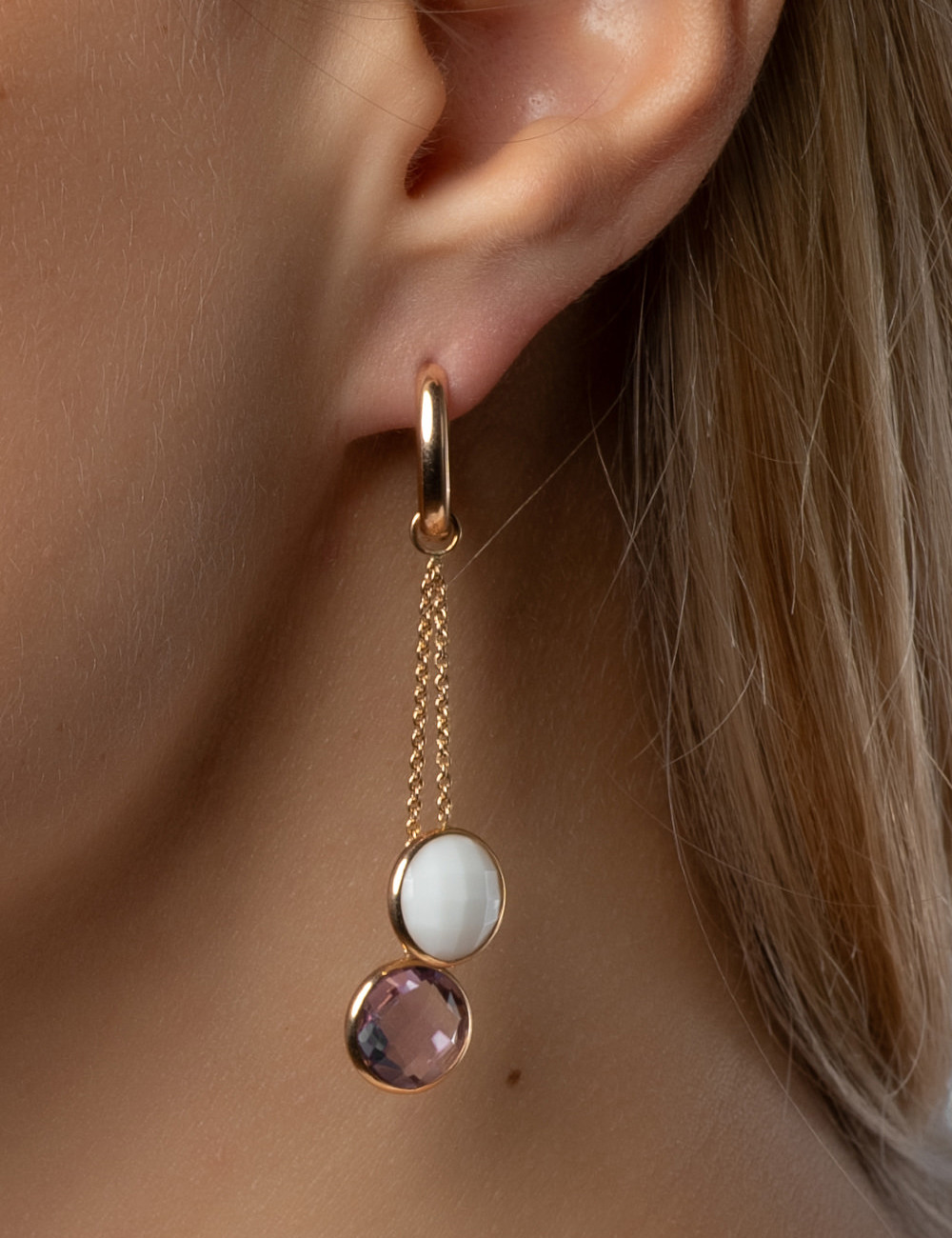 Joyería - Pendientes Gota Abrazadera con Multipiedra en Oro Rosa de 18k - Lisa Colpo | Italian Jewelry Boutique