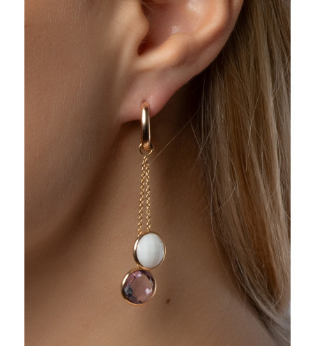 Multi-use 18k Rose Gold Huggies with Detachable Multistone Drop Earrings