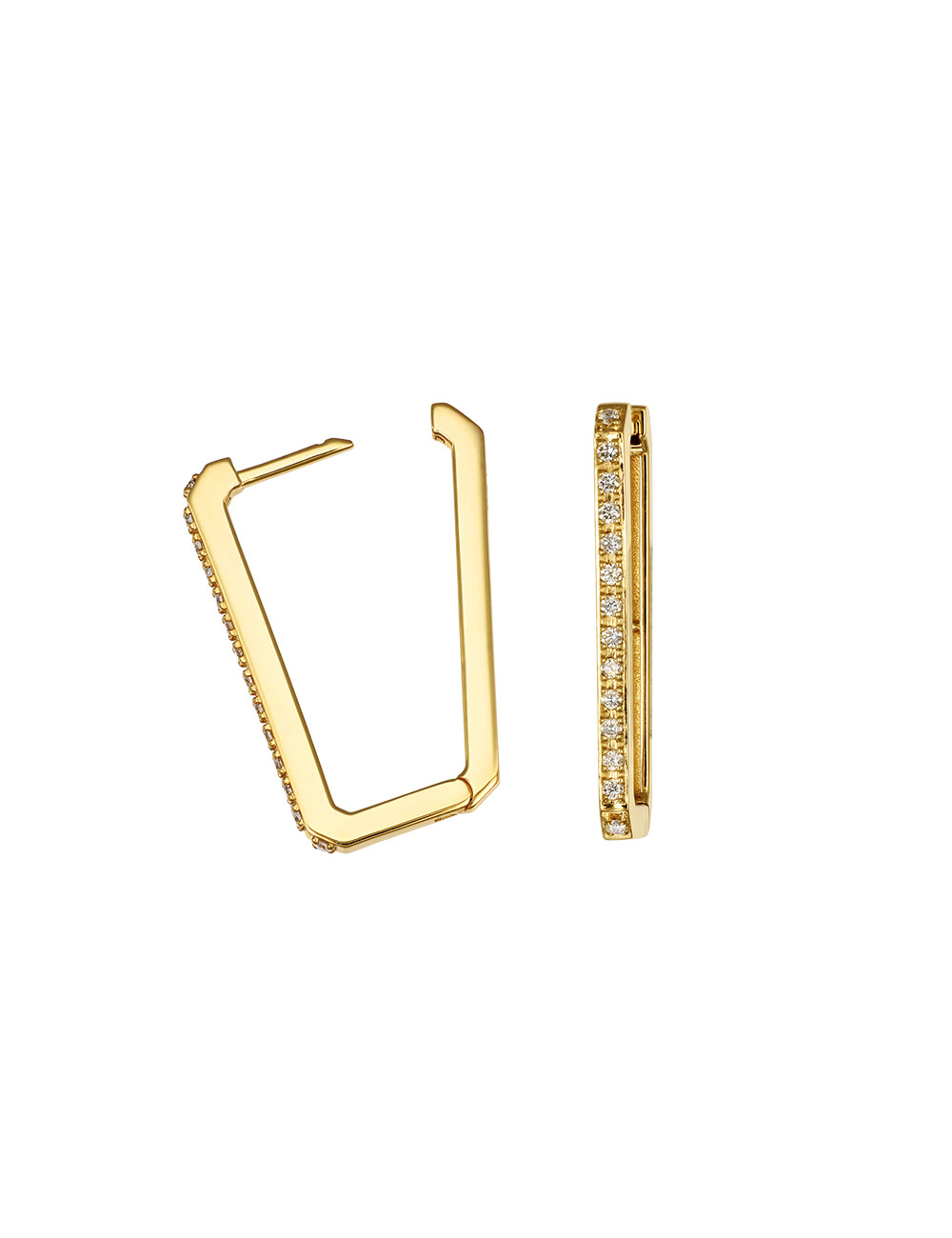 Jewerly Store - 18k Yellow Gold Diamond Huggies with Baroque Pearls Drop Earrings - Lisa Colpo | Italian Jewelry Boutique