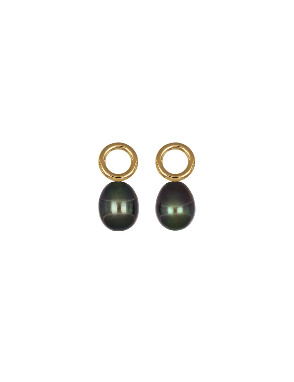 Jewerly Store - 18k Yellow Gold Huggies with Black Pearl Drop Earrings - Lisa Colpo | Italian Jewelry Boutique