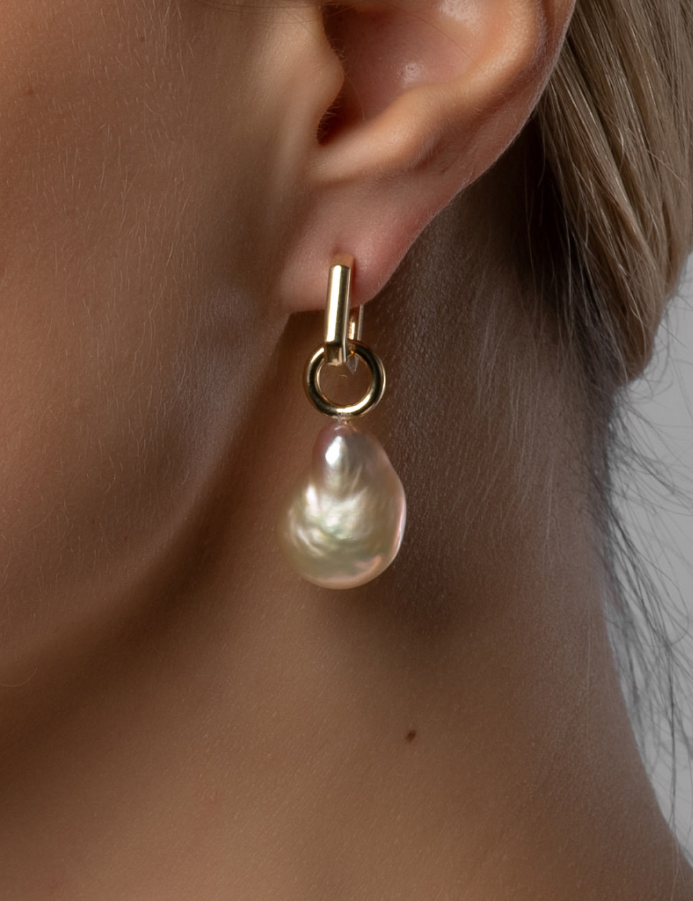 Joyería - Pendientes Gota Cuadrados Y Perlas Rosas Barrocas En Oro Amarillo de 18k - Lisa Colpo | Italian Jewelry Boutique