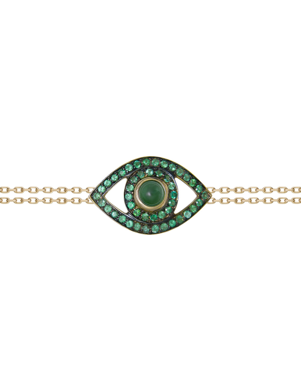 Jewerly Store - 18k Yellow Gold Evil Eye Emerald and Quartz Bracelet - Netali Nissim | Italian Jewelry Boutique