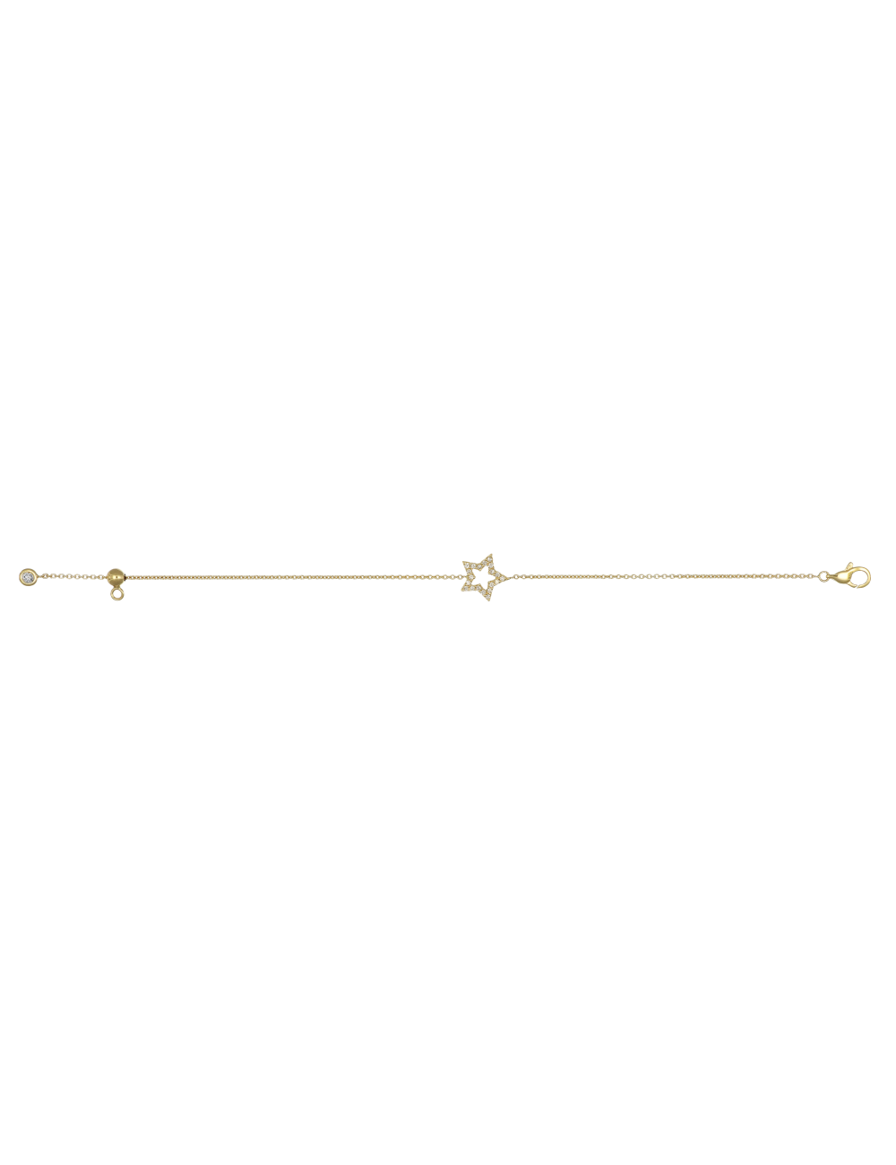 Jewerly Store - 18k Yellow Gold Star with Diamonds Adjustable Bracelet - Lisa Colpo | Italian Jewelry Boutique