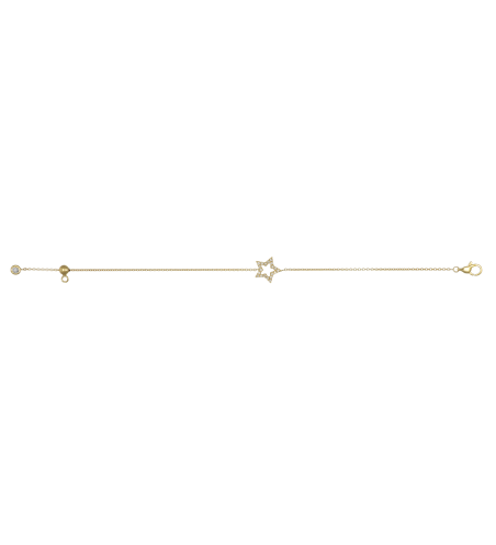 18k Yellow Gold Star with Diamonds Adjustable Bracelet