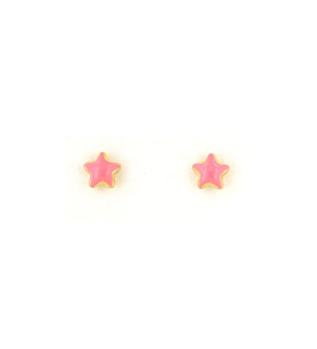 18k Gold Pink Star Stud Earrings