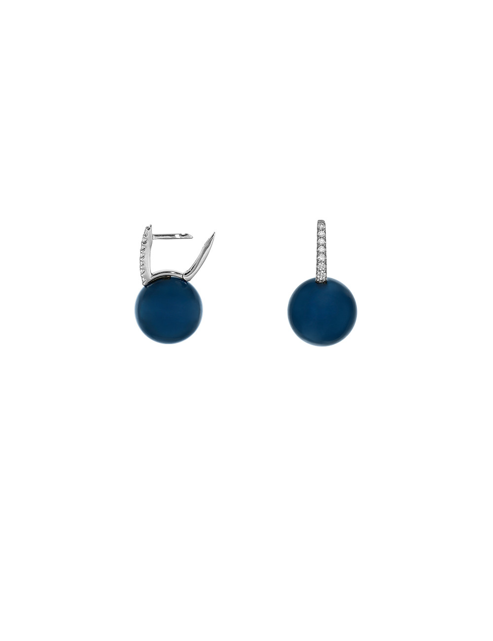 Jewerly Store - 18 k Gold Diamond Blue Quartz Pearl Earrings - Lisa Colpo | Italian Jewelry Boutique