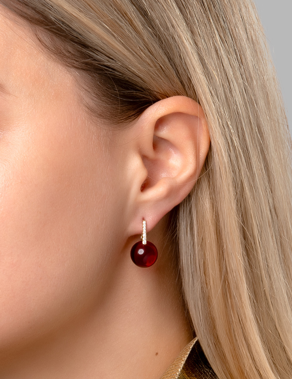Joyería - Pendientes de Perlas De Cuarzo Rojo y Diamantes En Oro de 18k - Lisa Colpo | Italian Jewelry Boutique
