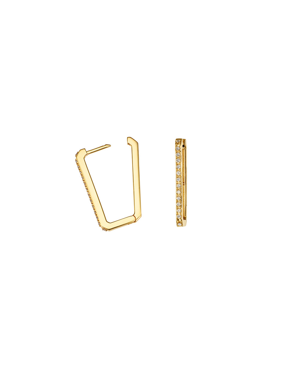 Joyería - Pendientes Abrazadera Cuadrados Largos en Oro Amarillo de 18K con Diamante - Lisa Colpo | Italian Jewelry Boutique