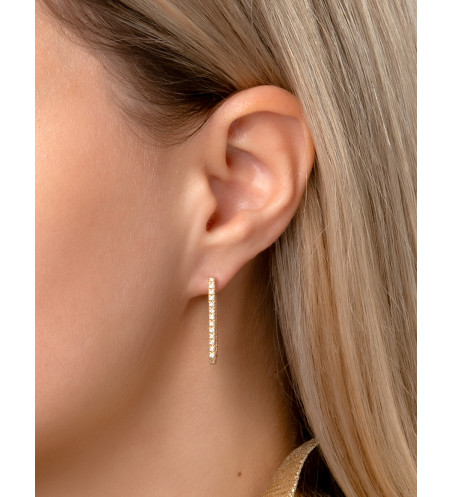 Abrazaderas Cuadradas Largas ce Oro Amarillo de 18 Quilates con Diamantes