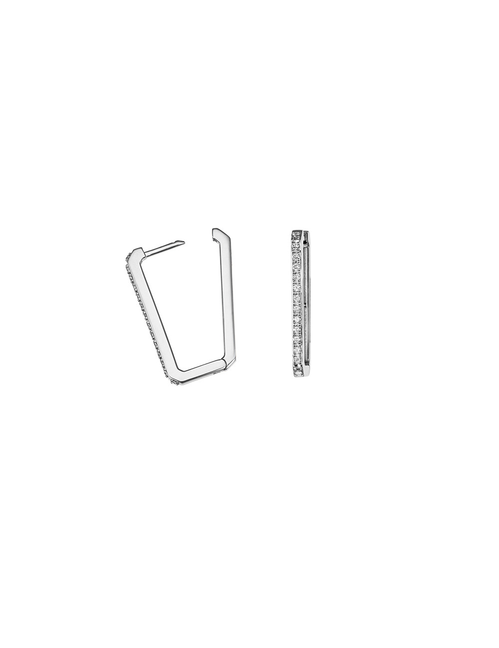 Jewerly Store - 18 kt Yellow Gold Diamond Long Square Huggies - Lisa Colpo | Italian Jewelry Boutique