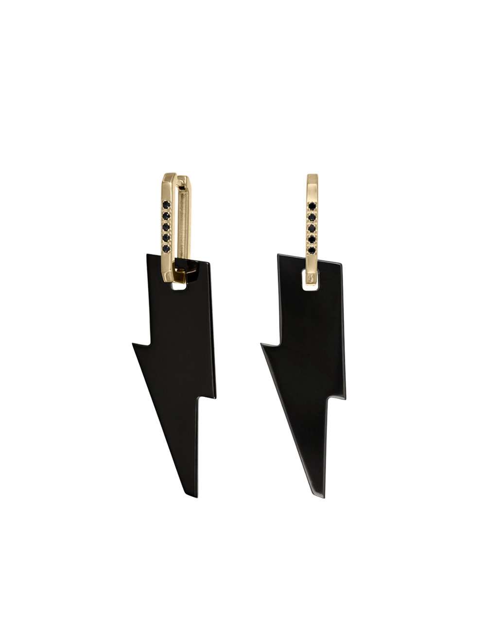 Jewerly Store - 18k Yellow Gold Diamond Square Huggies with lightning Earrings - Lisa Colpo | Italian Jewelry Boutique