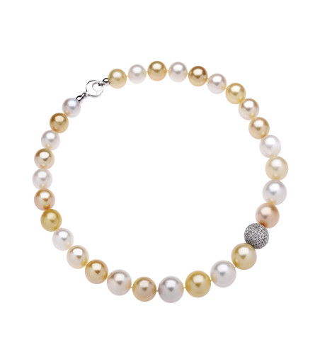 Collar de Perlas Australianas Blancas Y Amarillas de 18 kt