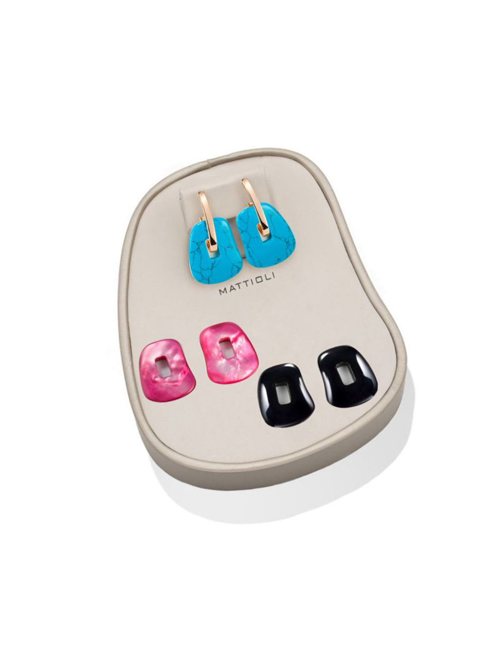 Jewerly Store - 18 kt Rose Gold Puzzle medium earrings 3 colours - Mattioli | Italian Jewelry Boutique