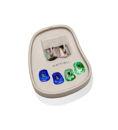 18 kt White Gold Puzzle Small Earrings with Diamonds