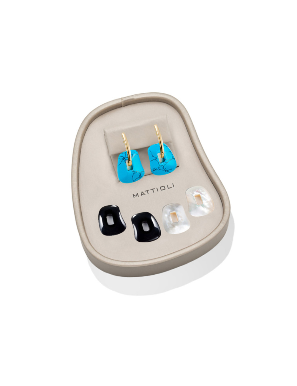 Jewerly Store - 18 kt Yellow Gold Puzzle Small Earrings Turquoise, Onyx and White - Mattioli | Italian Jewelry Boutique