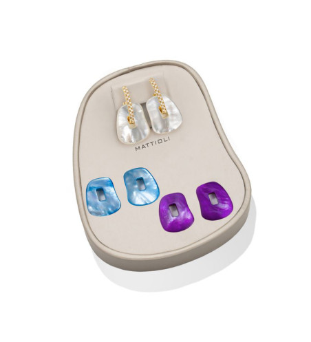 Pendientes Medianos Puzzle de Oro Amarillo de 18 K con Diamantes
