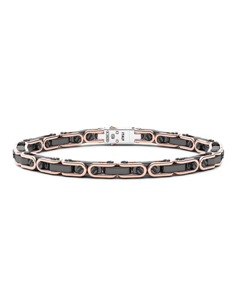 Joyería - Pulsera de Oro Rosa de 18k y Lacado Negro - Zancan | Italian Jewelry Boutique