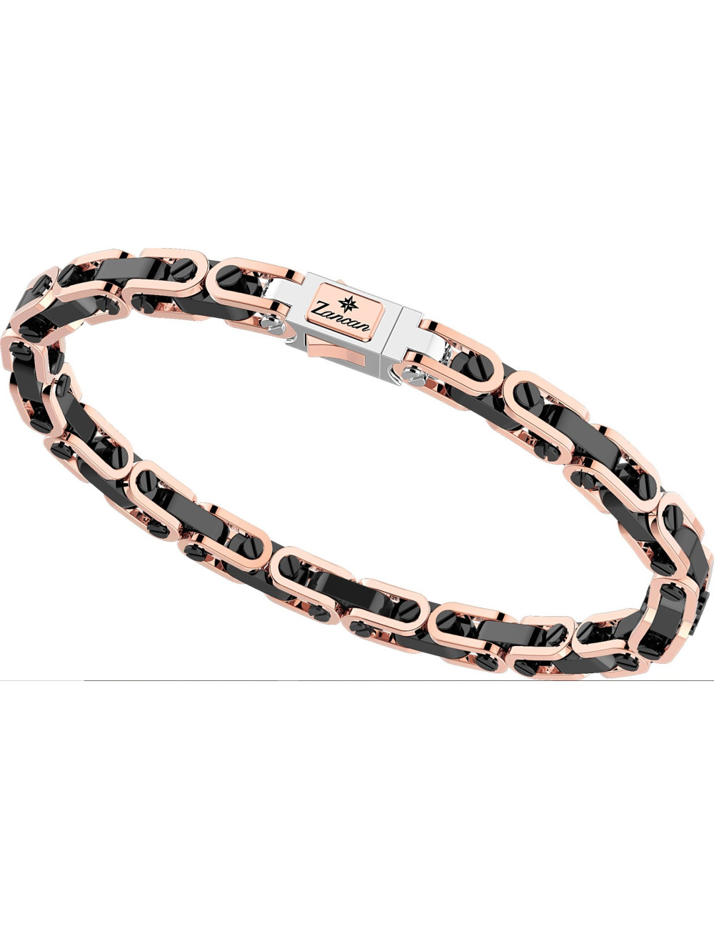 Para él - Pulsera de oro rosa de 18k y lacado negro - Hecho a mano en Italia.