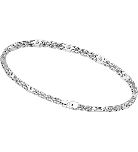 Para él - Pulsera de Oro Blanco de 18k con Diamantes - Hecha a mano en Italia