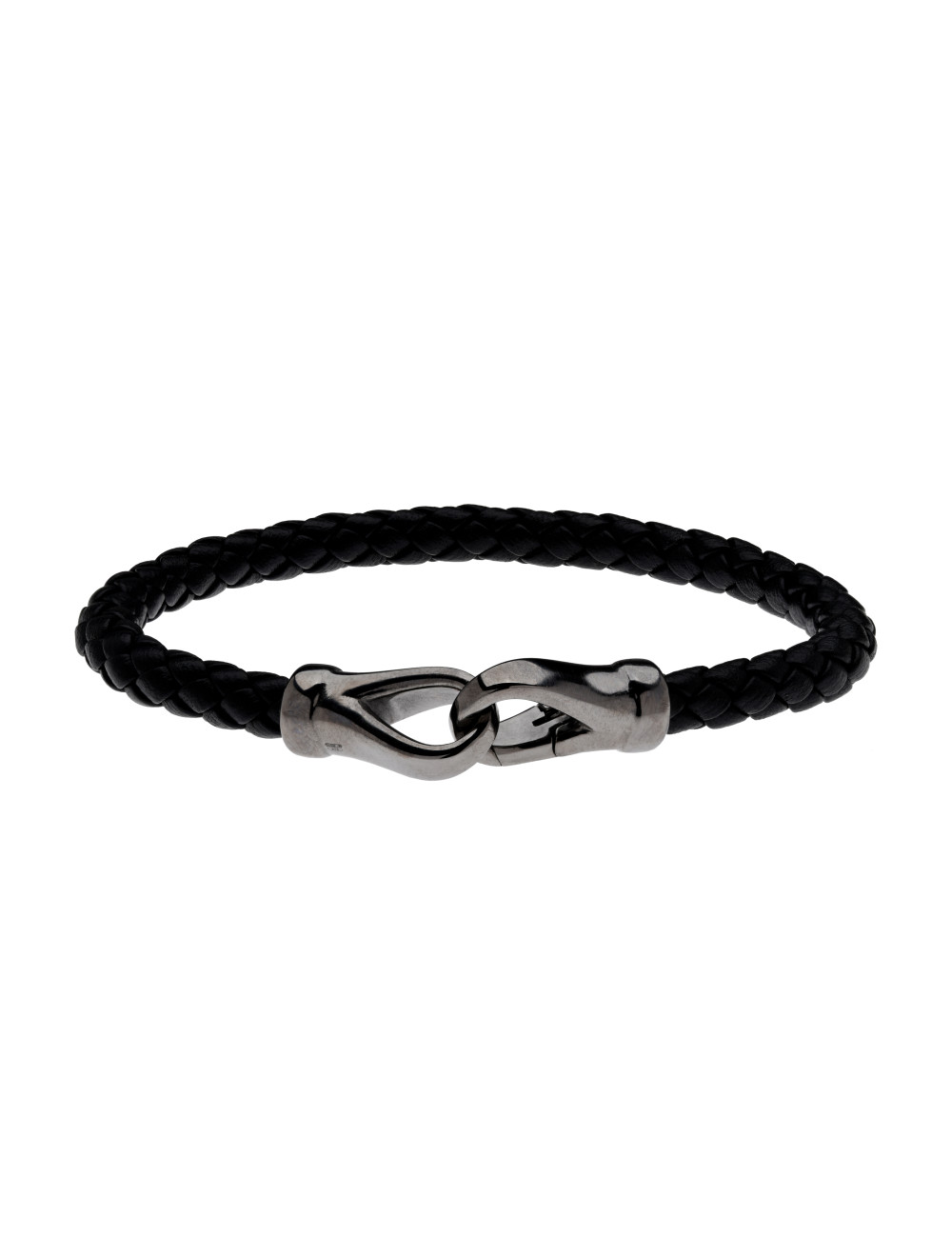 Jewerly Store -  Black leather Ruthenium Silver Bracelet - Lisa Colpo | Italian Jewelry Boutique