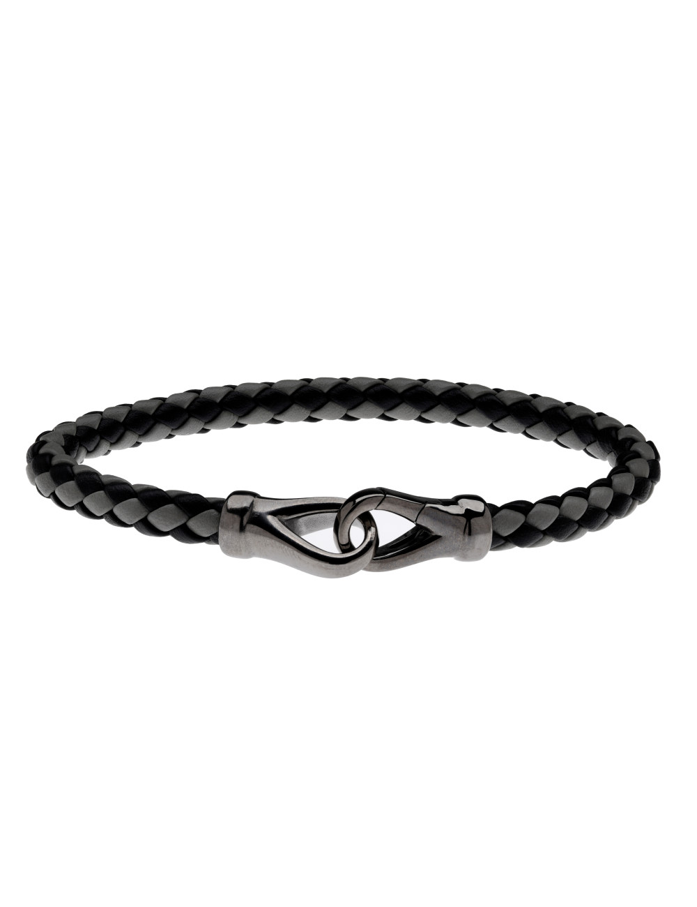 Joyería - Pulsera de Plata Rutenio de Cuero Negro y Gris - Lisa Colpo| Italian Jewelry Boutique