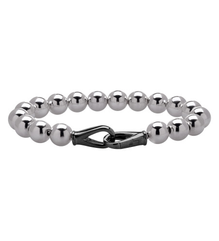 Pulsera con cierre de rutenio y cuentas de plata