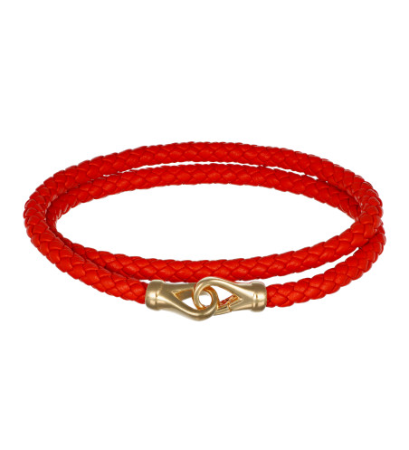 Pulsera Doble de Cuero Rojo en Plata. Hecho a mano en Italia