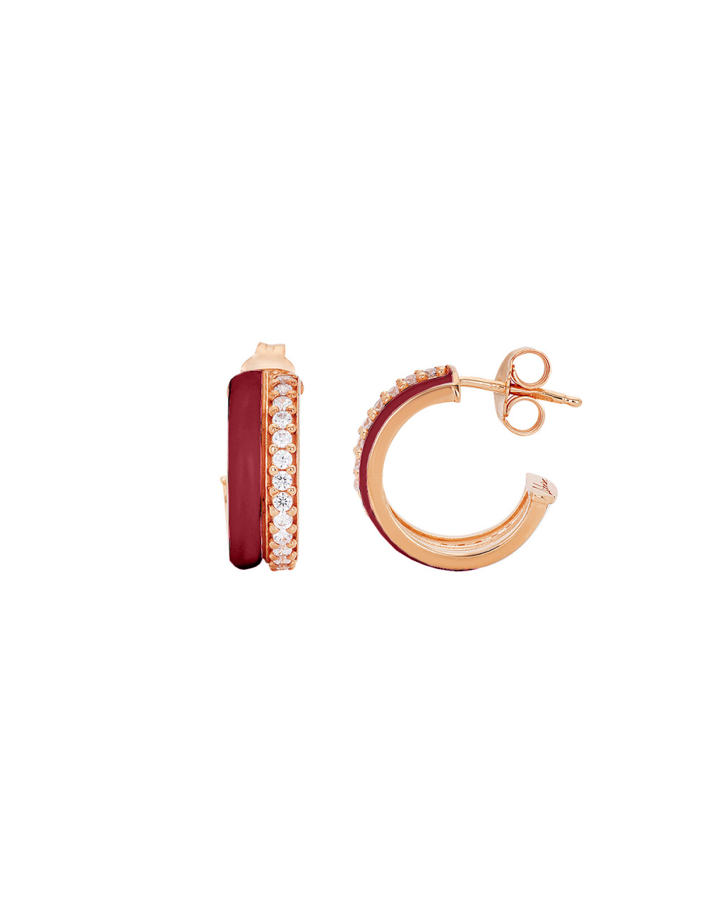 Jewerly Store - Red Enamel Hoop Earrings in Silver 925  - Labrioro | Italian Jewelry Boutique