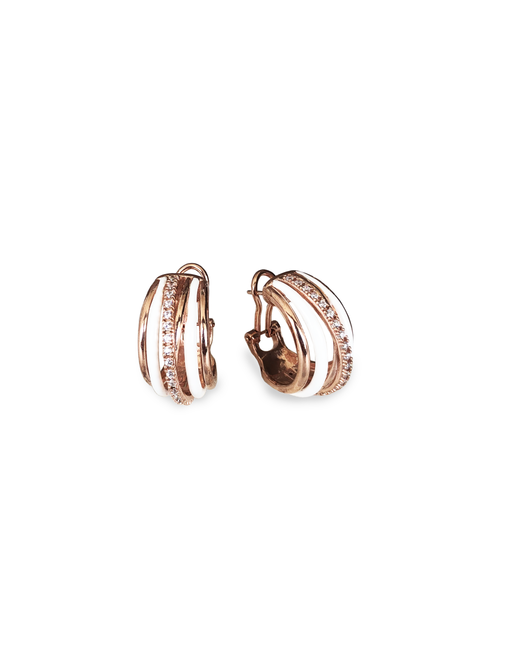 Jewerly Store - Labrioro Pendientes Vida Esmalte Blanco en Plata 925 - Labrioro | Italian Jewelry Boutique
