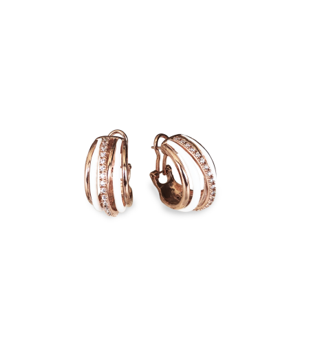 Labrioro White Enamel Life Earrings in Silver 925