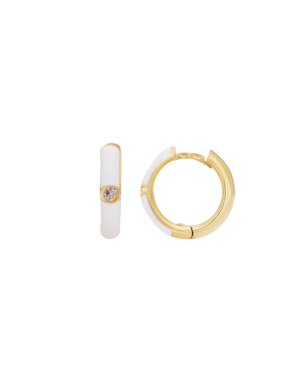 Jewerly Store -  Pendientes de aro Easy Chic de esmalte blanco en plata 925| Italian Jewelry Boutique