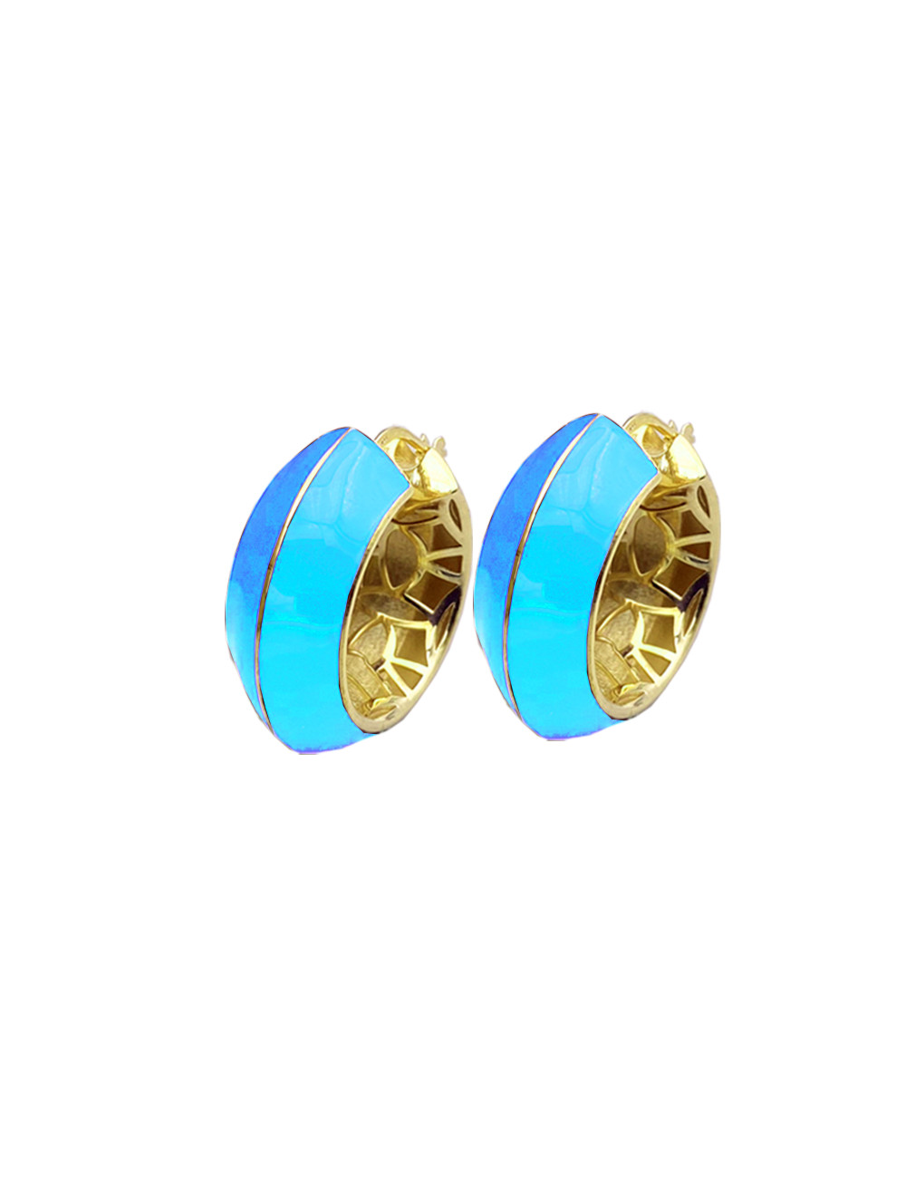 Jewerly Store - Labrioro Pendientes de aro de esmalte azul en plata 925  - Labrioro | Italian Jewelry Boutique