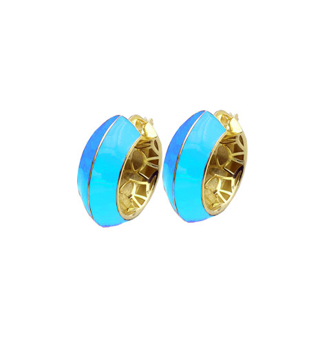 Labrioro Blue Enamel Hoop Earrings in Silver 925