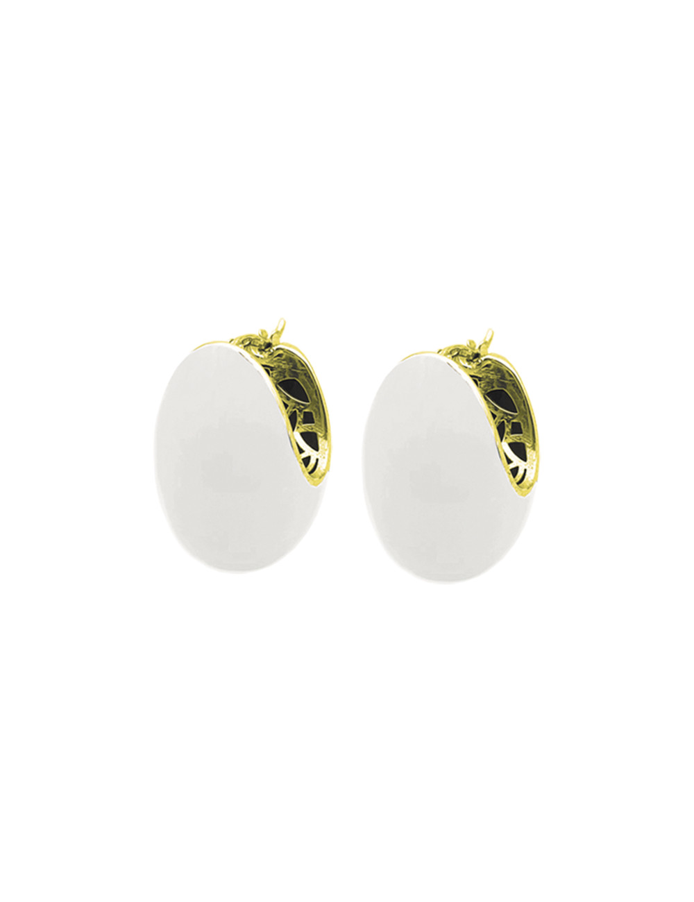 Jewerly Store - Labrioro Pendientes de esmalte blanco en plata 925 - Labrioro | Italian Jewelry Boutique