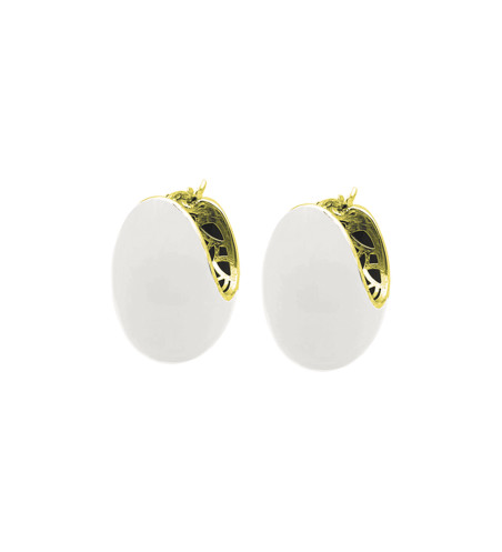 Labrioro Pendientes de esmalte blanco en plata 925