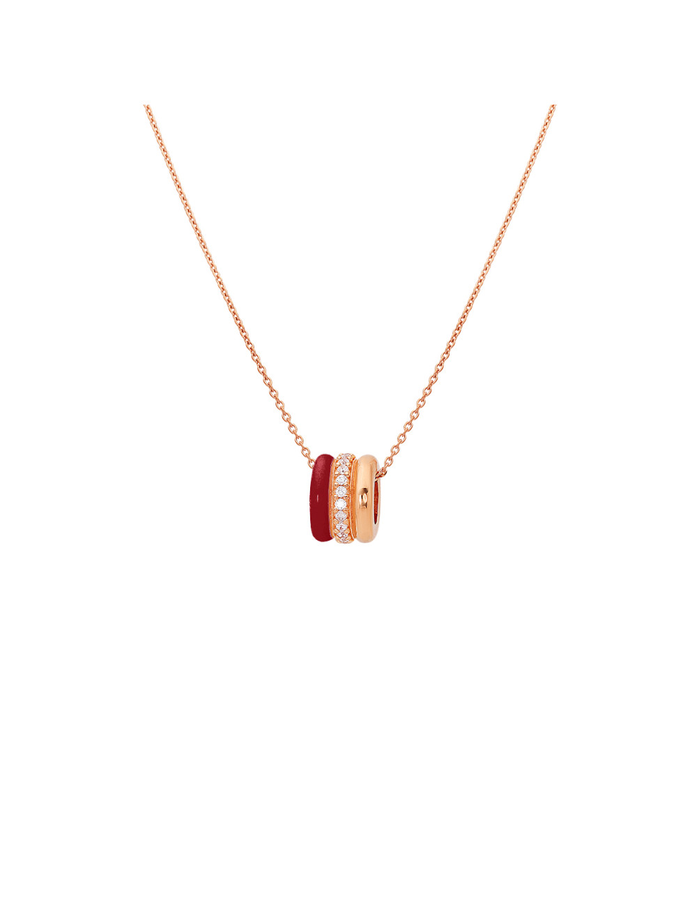 Jewerly Store - Labrioro Red Enamel "Circle" Necklace and White Zirconia  - Labrioro  | Italian Jewelry Boutique