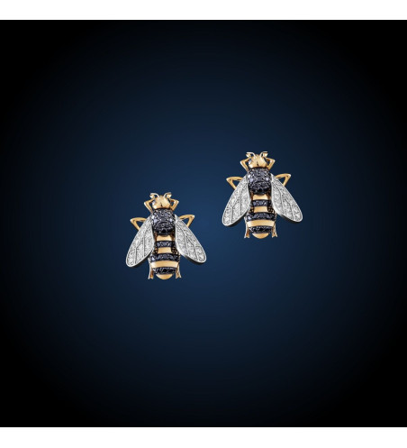18k White and Yellow Gold Earrings «Bees»