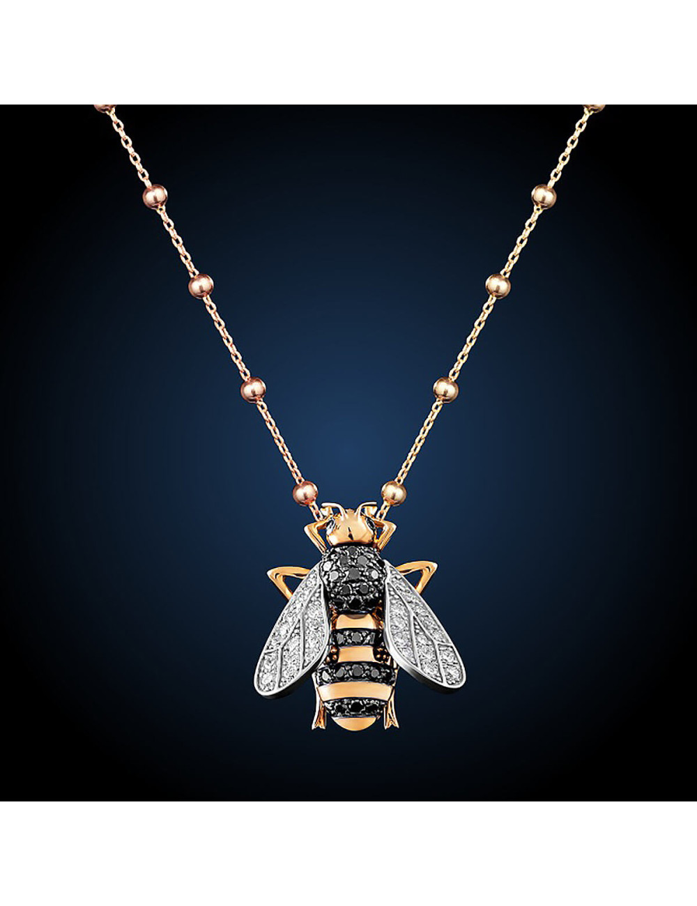 Jewerly Store -  18k White and Yellow Gold Bees Pendant Necklace  - Lisa Colpo | Italian Jewelry Boutique