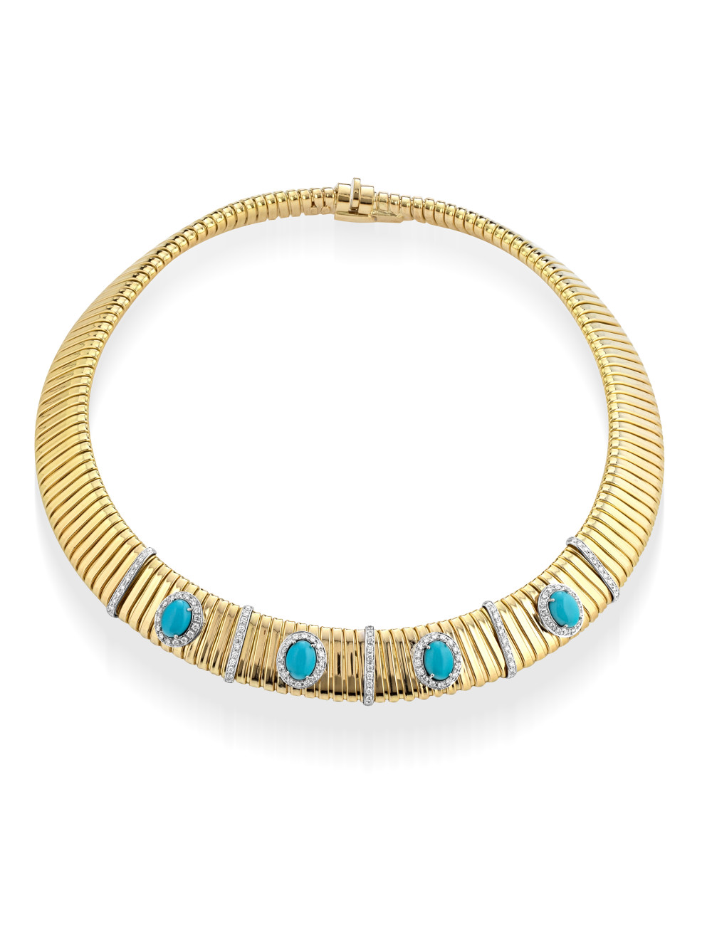 Jewerly Store - 18k Tubogas With Diamonds and Turquoise  - Lisa Colpo | Italian Jewelry Boutique