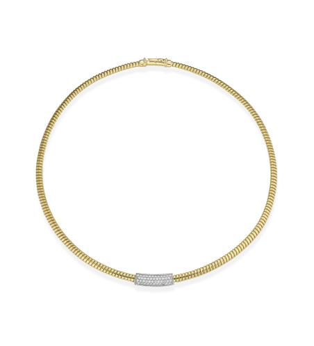 18k Very Micro Tubogas Necklace With Diamonds