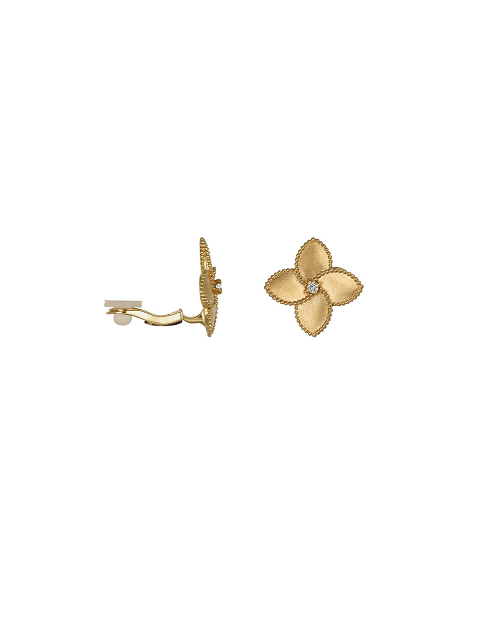 Joyería - Pendientes de Flor en Oro Amarillo de 18k con Diamante- Lisa Colpo | Italian Jewelry Boutique