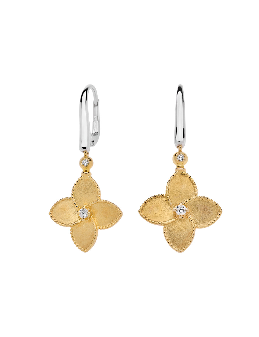 Jewerly Store - Flower Earrings with Cubic Zirconia - Handmade in Italy- Dariya Colpo | Italian Jewelry Boutique