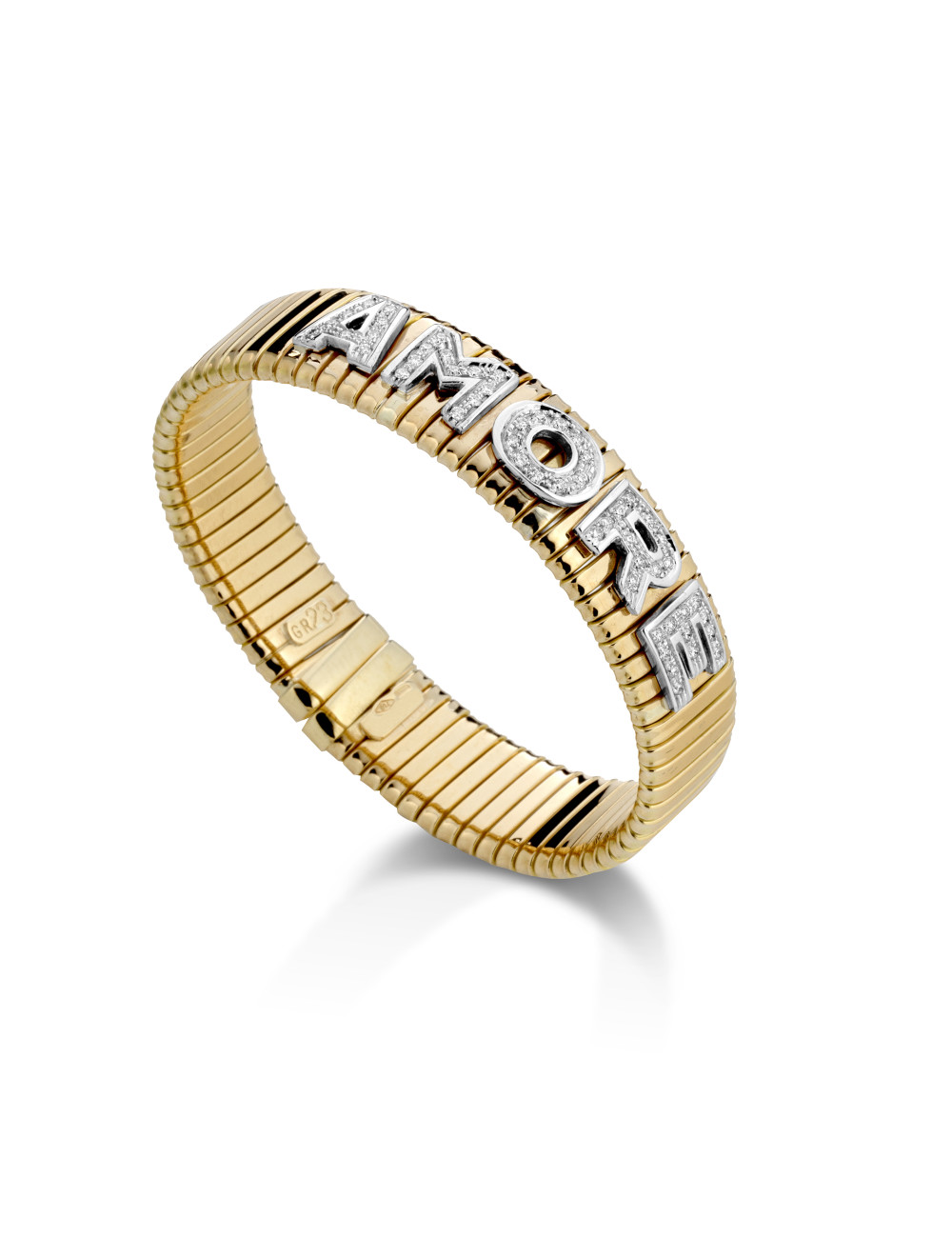 Jewerly Store - 18K Gold Tubogas "Amore" Pavé Bracelet  - Lisa Colpo | Italian Jewelry Boutique