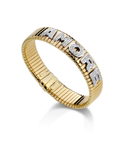18k Gold Tubogas "Amore" Pavé Bracelet
