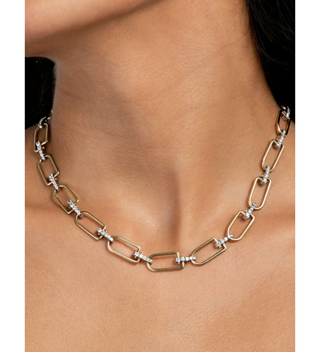 Collar Reine grande de 18k con Diamantes. Hecho a mano en Italia
