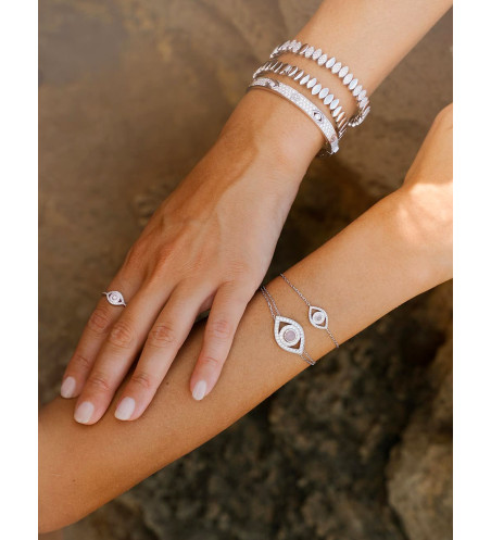 18k Rose Gold Mini Eye Bracelet in White Diamonds (single chain)