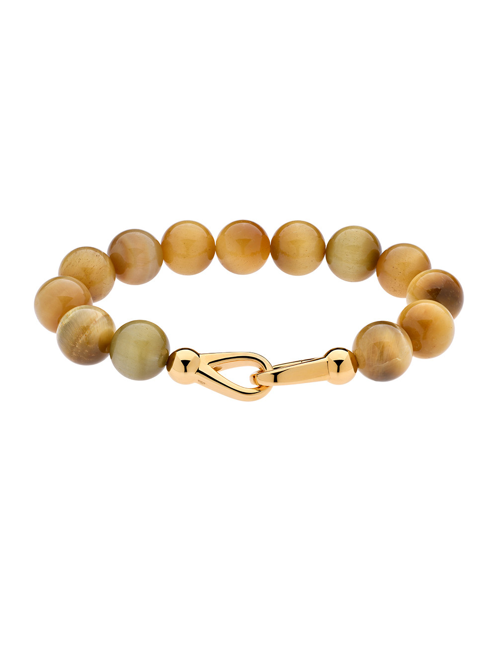 Jewerly Store - Yellow Tiger's Eye Stones Beads Bracelet in 18k Finishing Over Sterling Silver - Dariya Colpo | Italian Jewelry